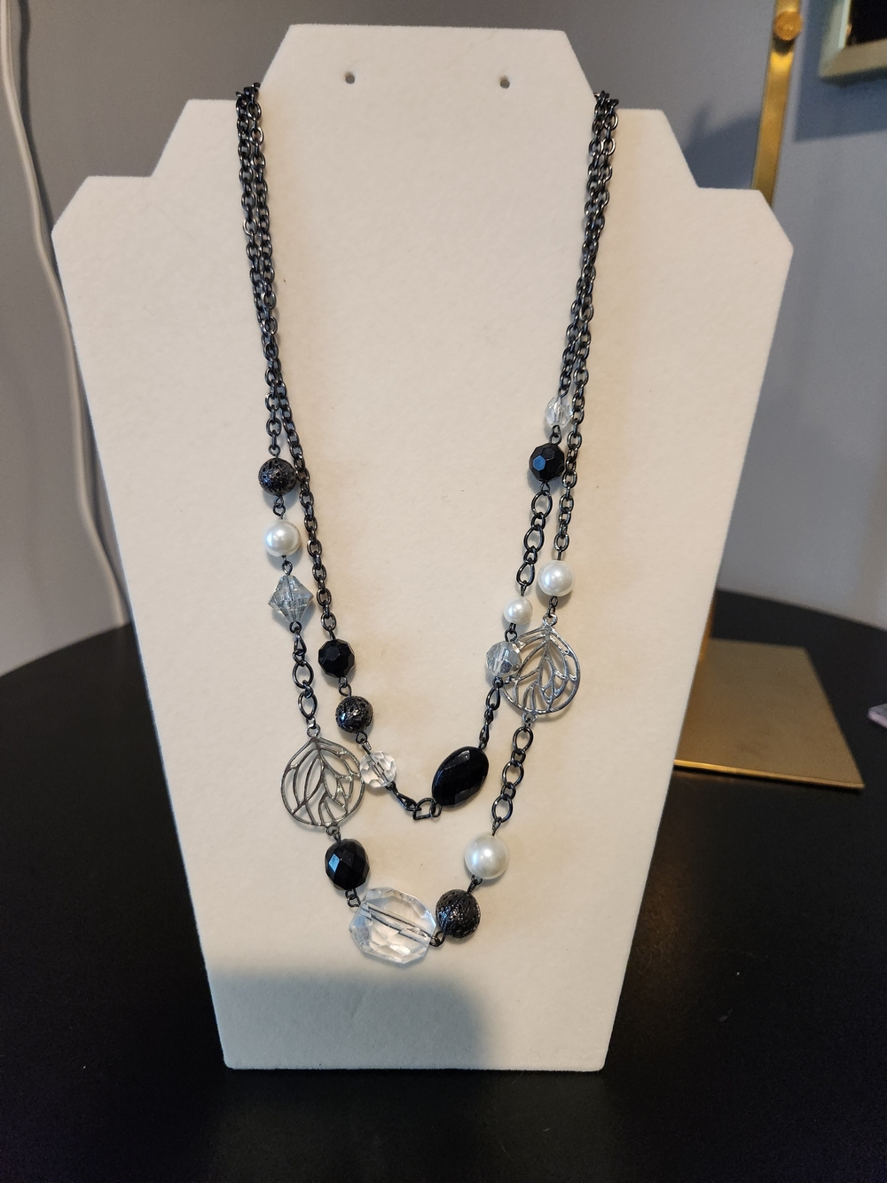 Elegant Black and Clear Multi-Strand Fashion Necklace